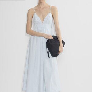 NWT Encourage Poplin Dress | V-neck Open Back Spaghetti Straps | Cotton | L